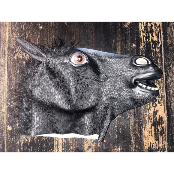 Other - Realistic Black Horse Head Mask Latex Animal Costume Halloween Novelty Prop